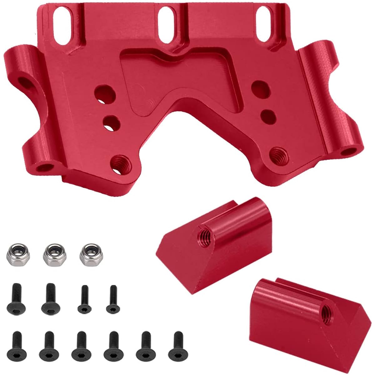 OGUNKE RC Aluminum Front Bulkhead with Mounting Screws Upgrade Parts for 1/10 Traxxas Slash 2WD Rustler Stampede Bandit (Replacement Part: #2530 #2530A) Red