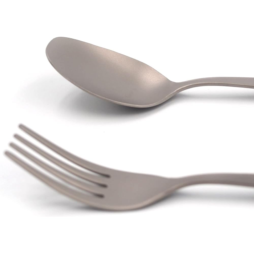 [Made in Tsubame-Sanjo] Village blacksmith pure titanium camping cutlery set (spoon/fork) with case MK-6029 Titanium spoon/fork set made in Tsubame-Sanjo!