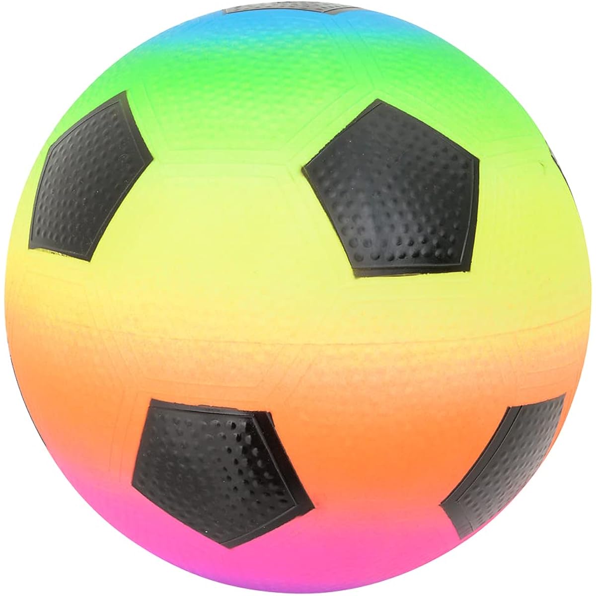 9" Rainbow Inflatable Soccer Ball for Kids - Fun Backyard Game Ball in Bright Neon Colors - Ages 3+