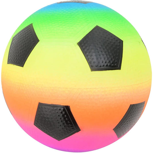 9" Rainbow Inflatable Soccer Ball for Kids - Fun Backyard Game Ball in Bright Neon Colors - Ages 3+
