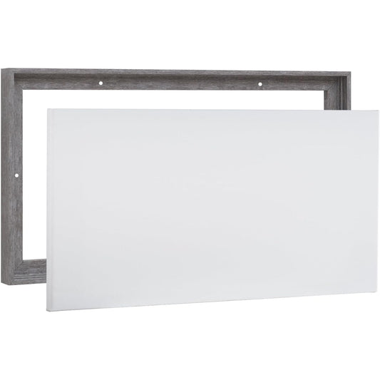 Combo Pack: Floater Frame + 12x24" Stretched Canvas for Painting 1-3/8" Frame + 3/4" Blank Canvas 12oz Primed 100% Cotton Canvas Fabric (Rustic Gray, 12x24")