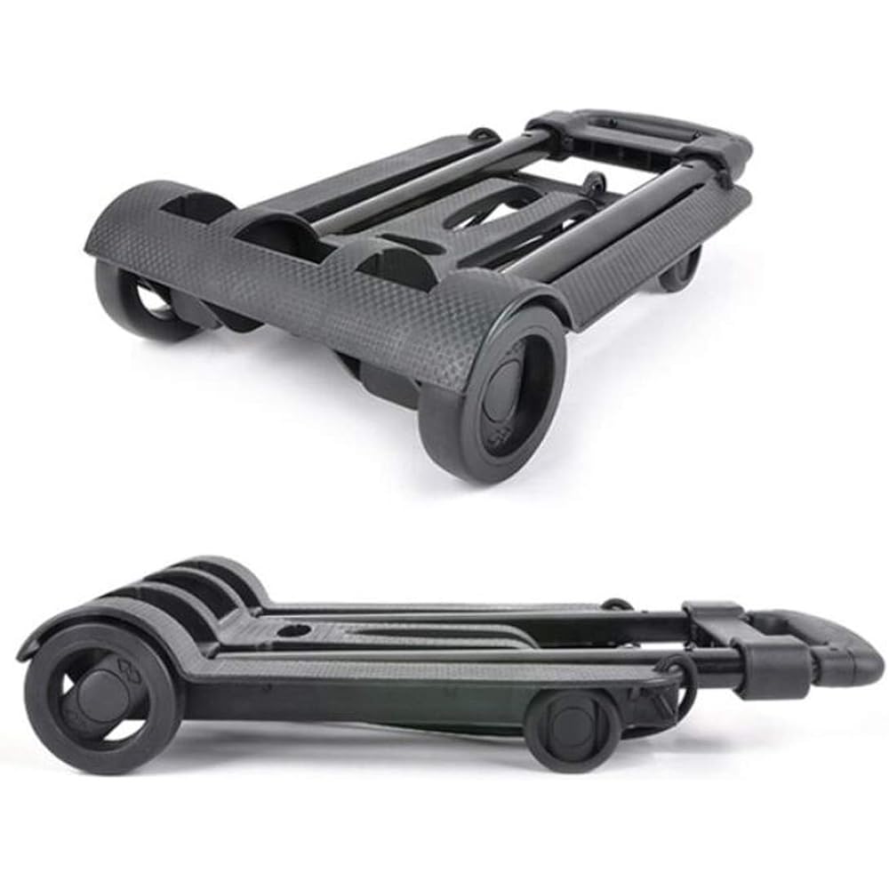 live Carry Cart, Ultra Compact, Hand Carry, Small Dolly, Load Capacity 35kg, Foldable, Lightweight, For Home Use, Travel, Luggage Carrying, Outdoor, Fixed Rope Included (Black)
