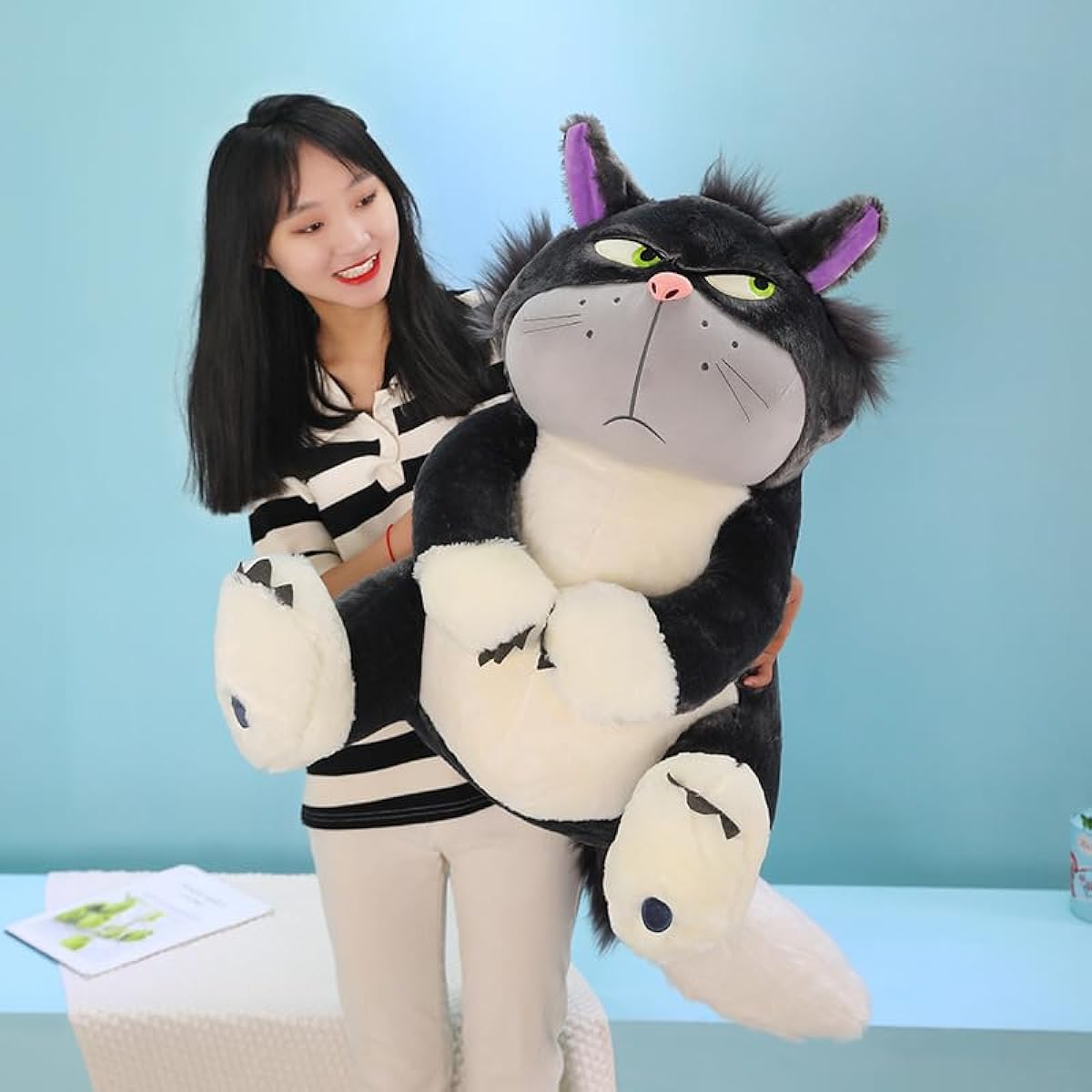Lucifer Doll Broken Cat Plush Toy Evil Cat Plush Toy Set (Grey, 60CM)