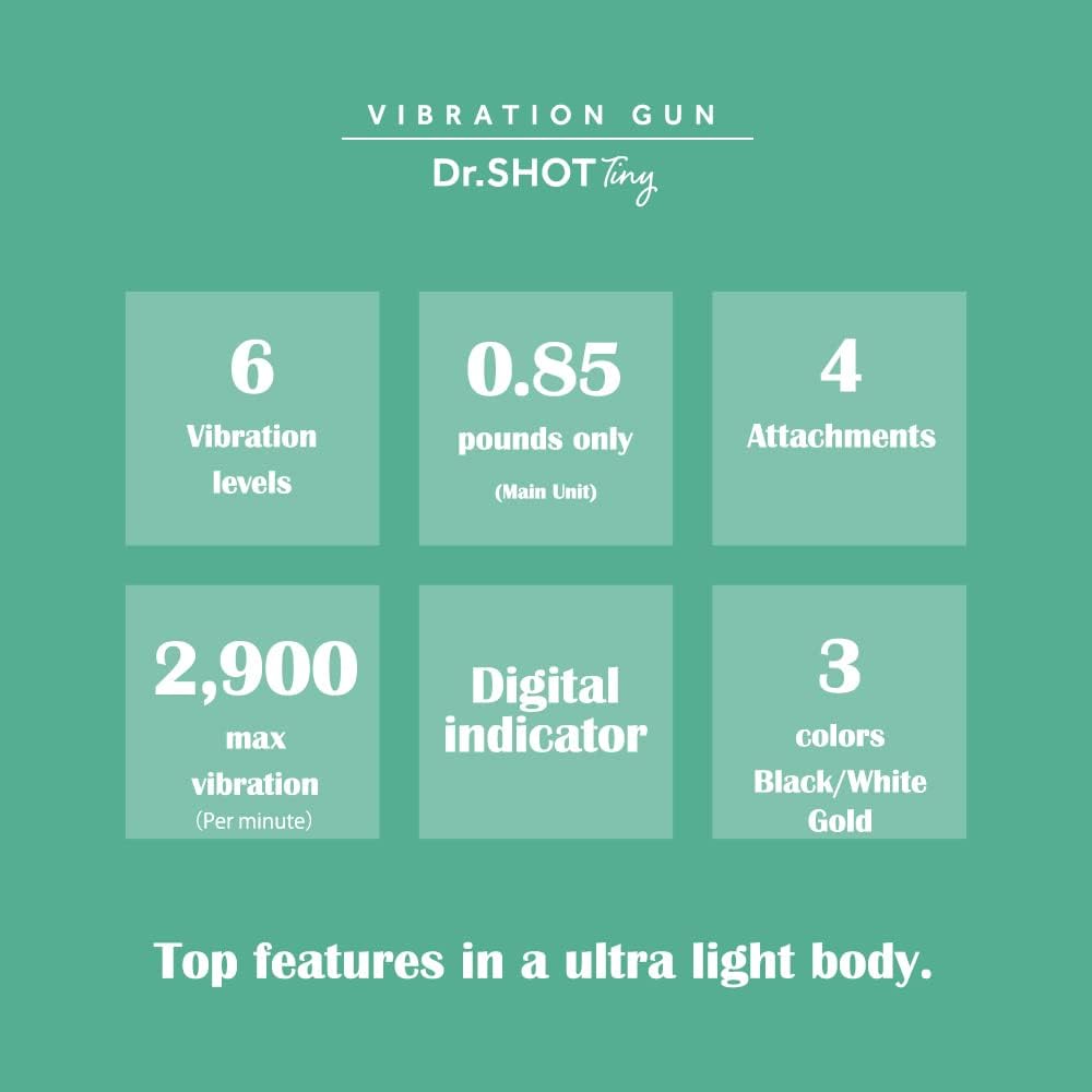 RIORES Dr.SHOT Tiny Whole Body Care Ultra Lightweight 387g Small Compact Pocket Size Powerful Vibration Up to 2900 times/1 minute Rechargeable Portable Doctor Shot Tiny Home Staying at Home Gift TV Shopping (Gold)