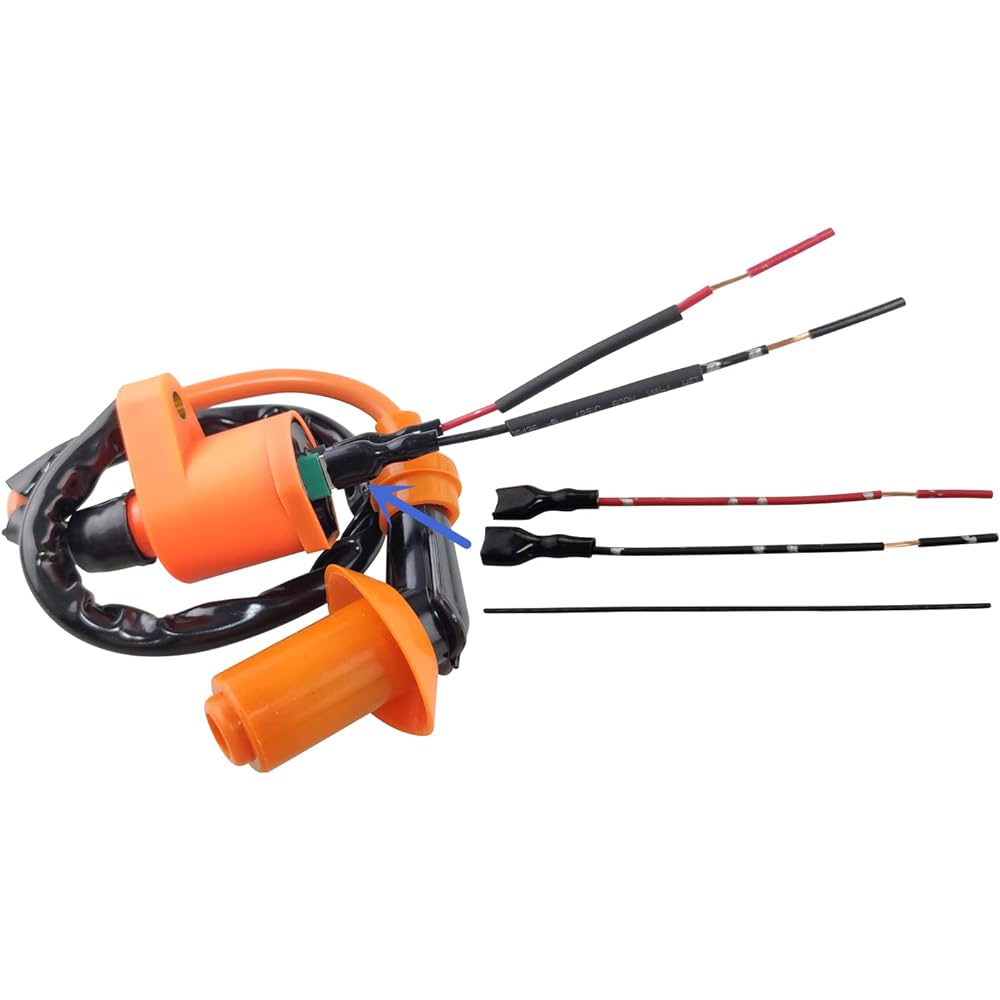 GY6 Ignition Coil A7TC Electrode Spark Plug Electrode Spark Plug Cap Ignition Coil Wire Plug GY6 49cc-150cc ATV Go Kart Moped (Yellow)