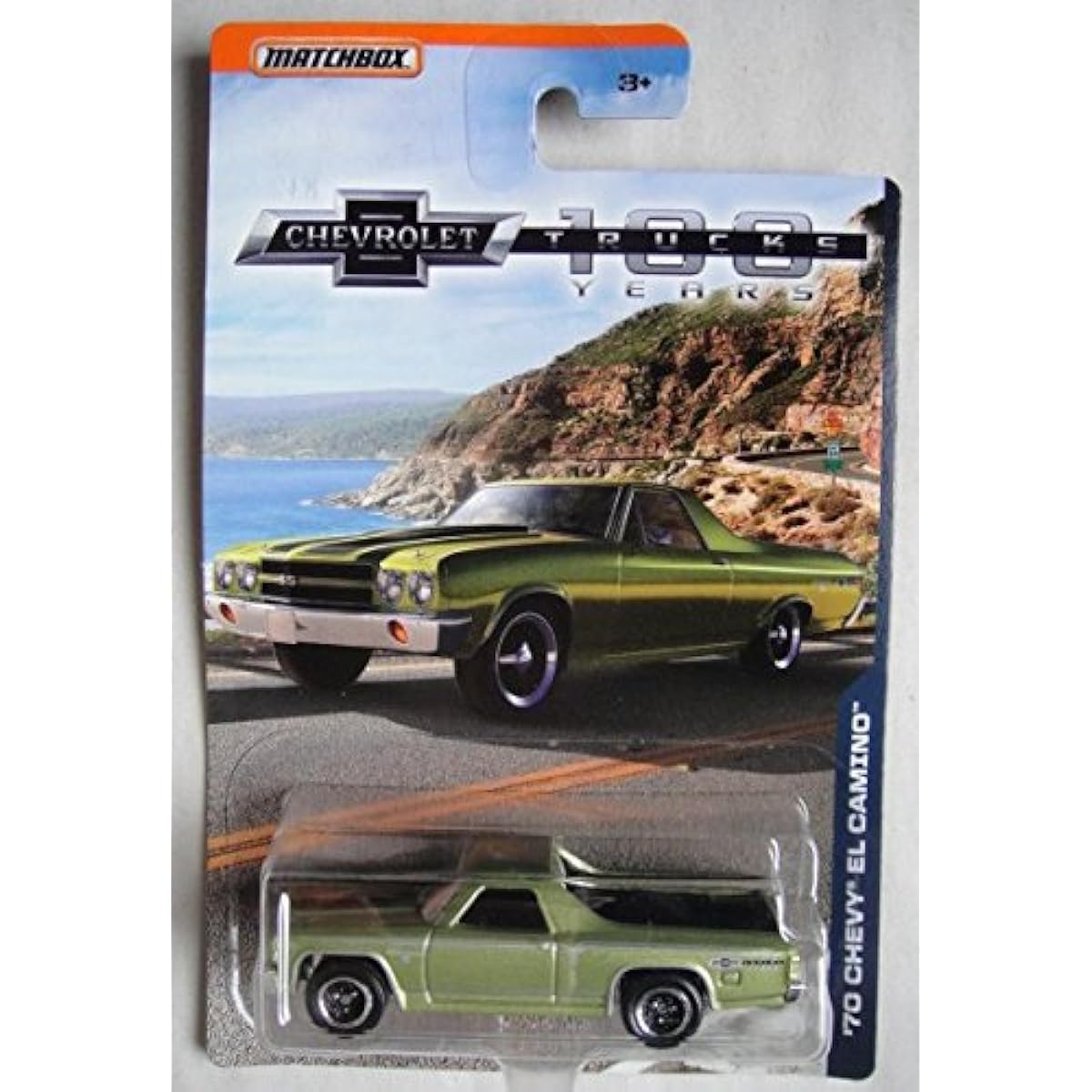 Matchbox 1:69 Scale Diecast Chevrolet 100 Year Truck Green '70 Chevrolet El Camino