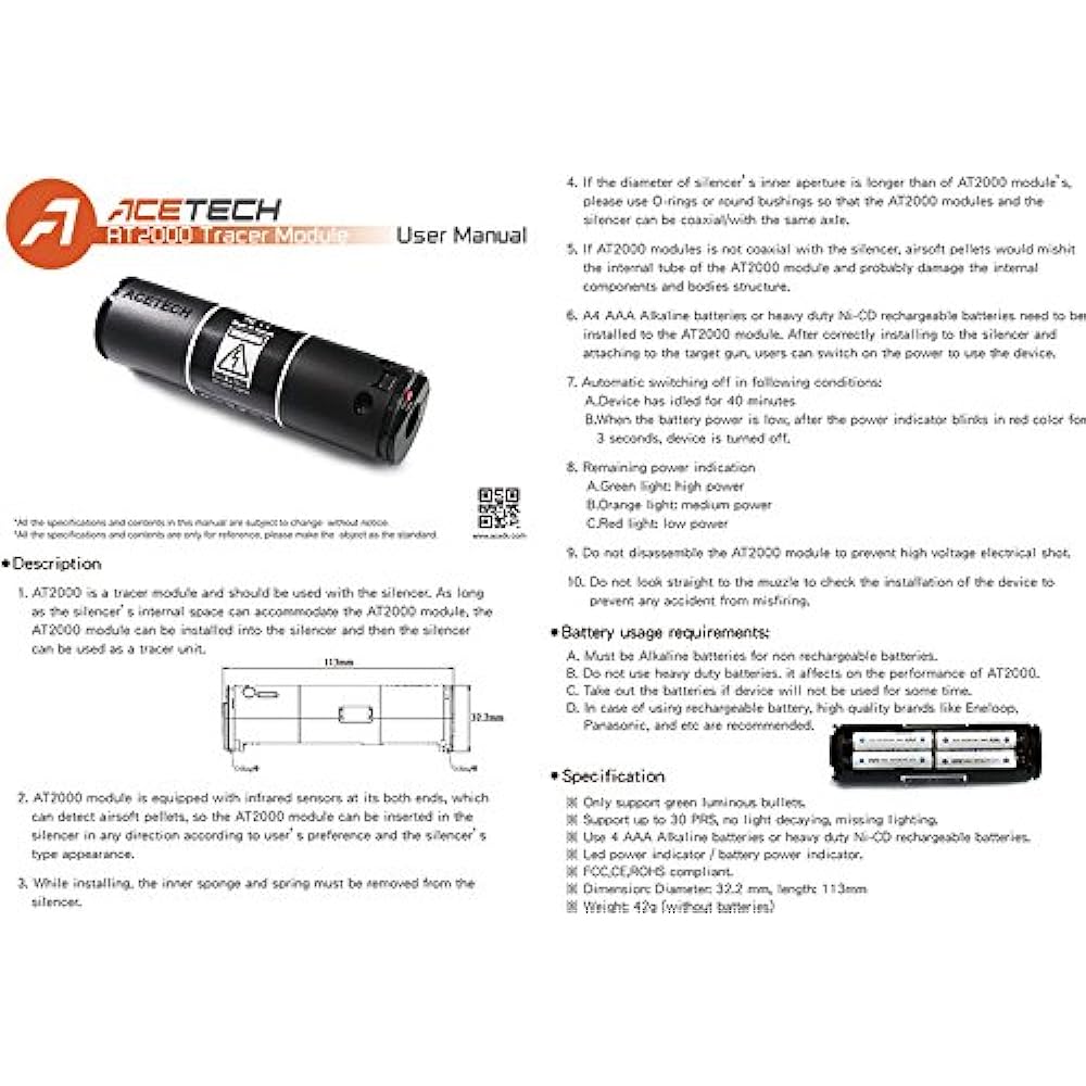 ACETECH AT2000 tracer module (for built-in silencer/English manual included)