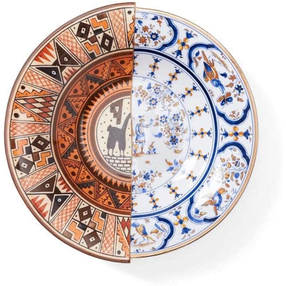 SELETTI Deep Dish Hybrid Bowl 25cm TULA Stylish Hybrid Dish Bowl Tableware Western Oriental Floral Pattern Round Modern Durable