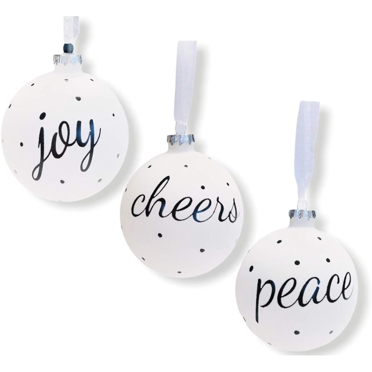 Nature's Nectar Christmas Ornaments Joy Cheers Peace Bulb Ball Christmas Ornaments Tree Decorations Traditional Decorative Hanging Ornaments for Home Holidays Christmas 3" Bulbs (Pack of 3)