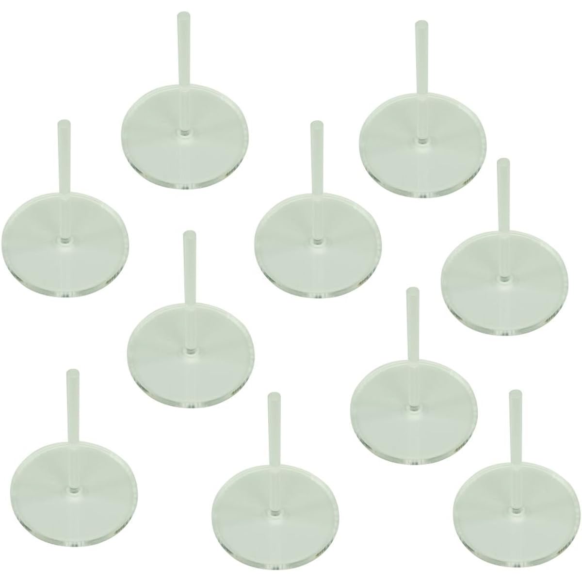 Acrylic Flight Stands, 40mm Circle, 3mm Clear, 2 inch Peg (10)