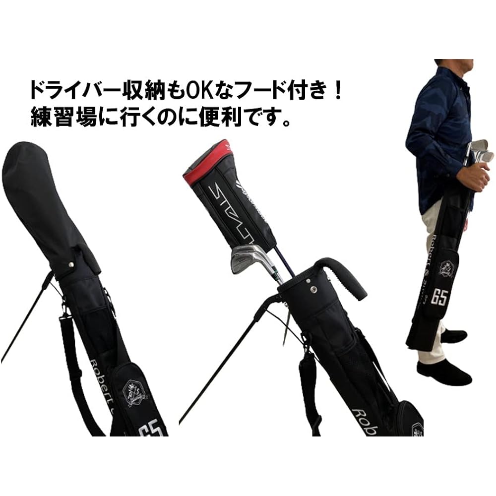 [Robert&Smith] Golf bag stand type golf case 《Ball case included! 》 Light and compact, perfect for practice! (Can hold 7 screwdrivers, can store screwdrivers, comes with a hood, has a large pocket) Also makes a great gift!