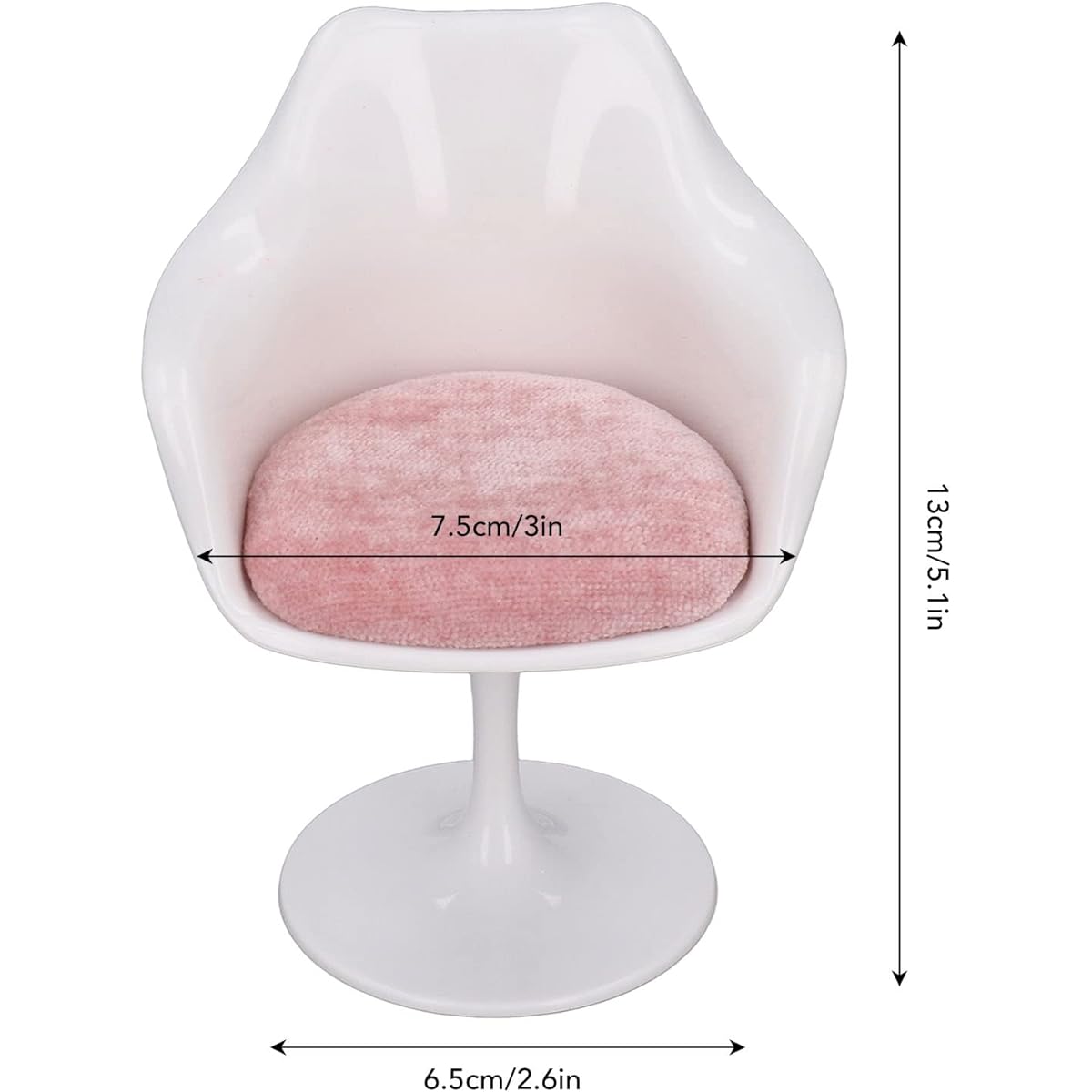 SPYMINNPOO Dollhouse Pink Round Feet Casual Swivel Chair Dollhouse Furniture Office Chair Bar Chair for 1:6 Scale Dollhouse (With Armrest)