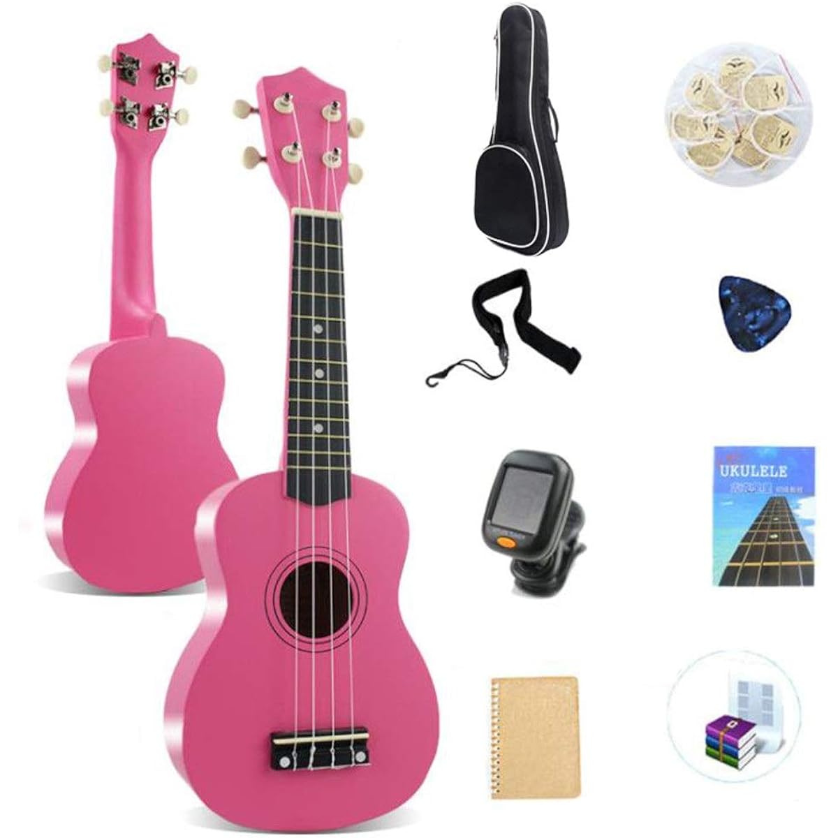 Ukulele 21 Inch Soprano Ukulele Musical Instrument Kit Rosewood Uke Hawaii Kids Guitar Gig Bag Pick Tuner with Ukulele Bag (Color: Yellow, Size: 21 inches)
