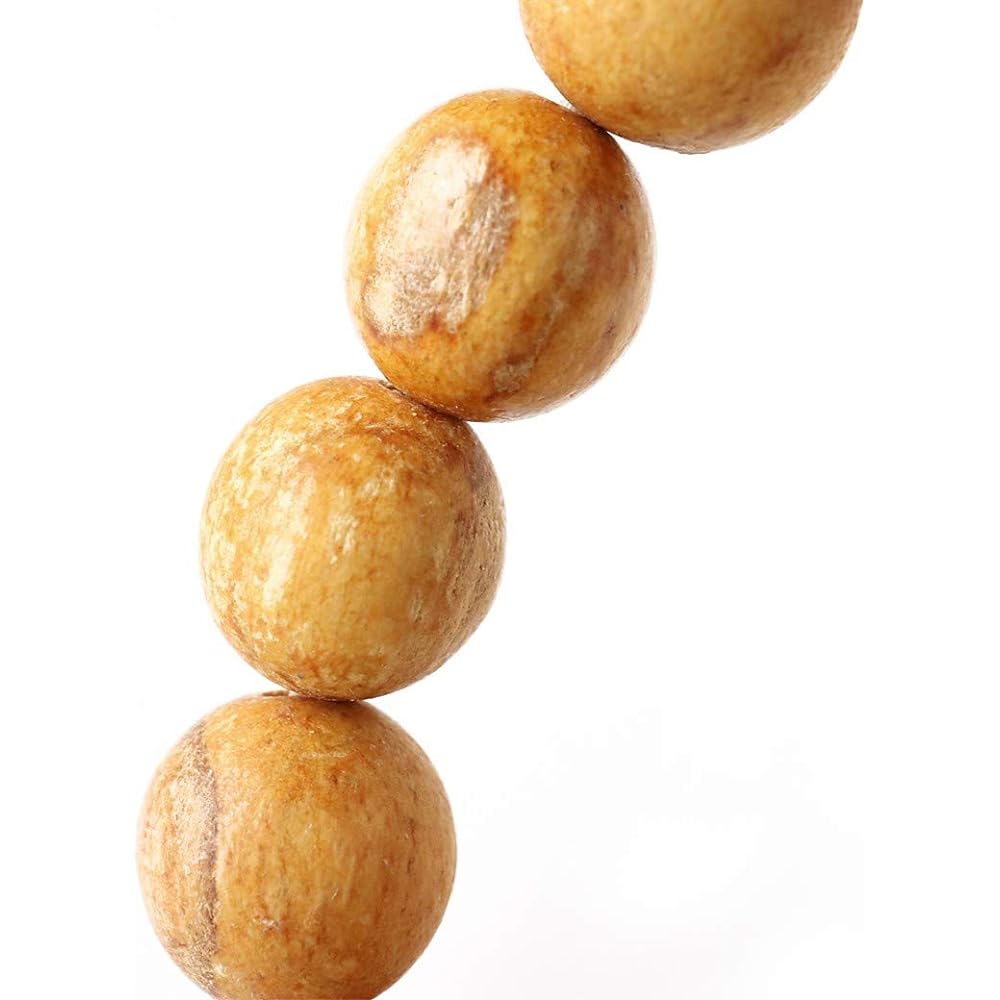 [GOLD STONE] Palo Santo Bracelet 10mm Peruvian Sacred Tree Holy Wood Wooden Prayer Beads Fragrant Wood