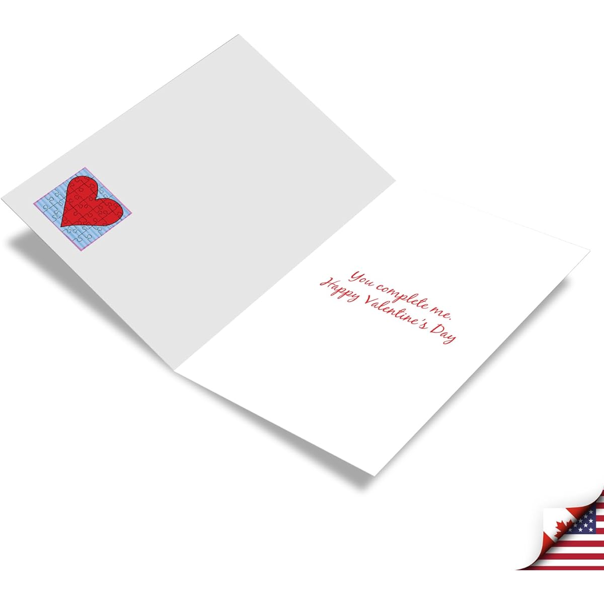 The Best Card Company - Happy Valentine's Day Greeting Card with Envelope - Loving, Heart Felt Note Card for Valentines (1 Card) - Jigsaw Puzzle Heart J C3181JVDG