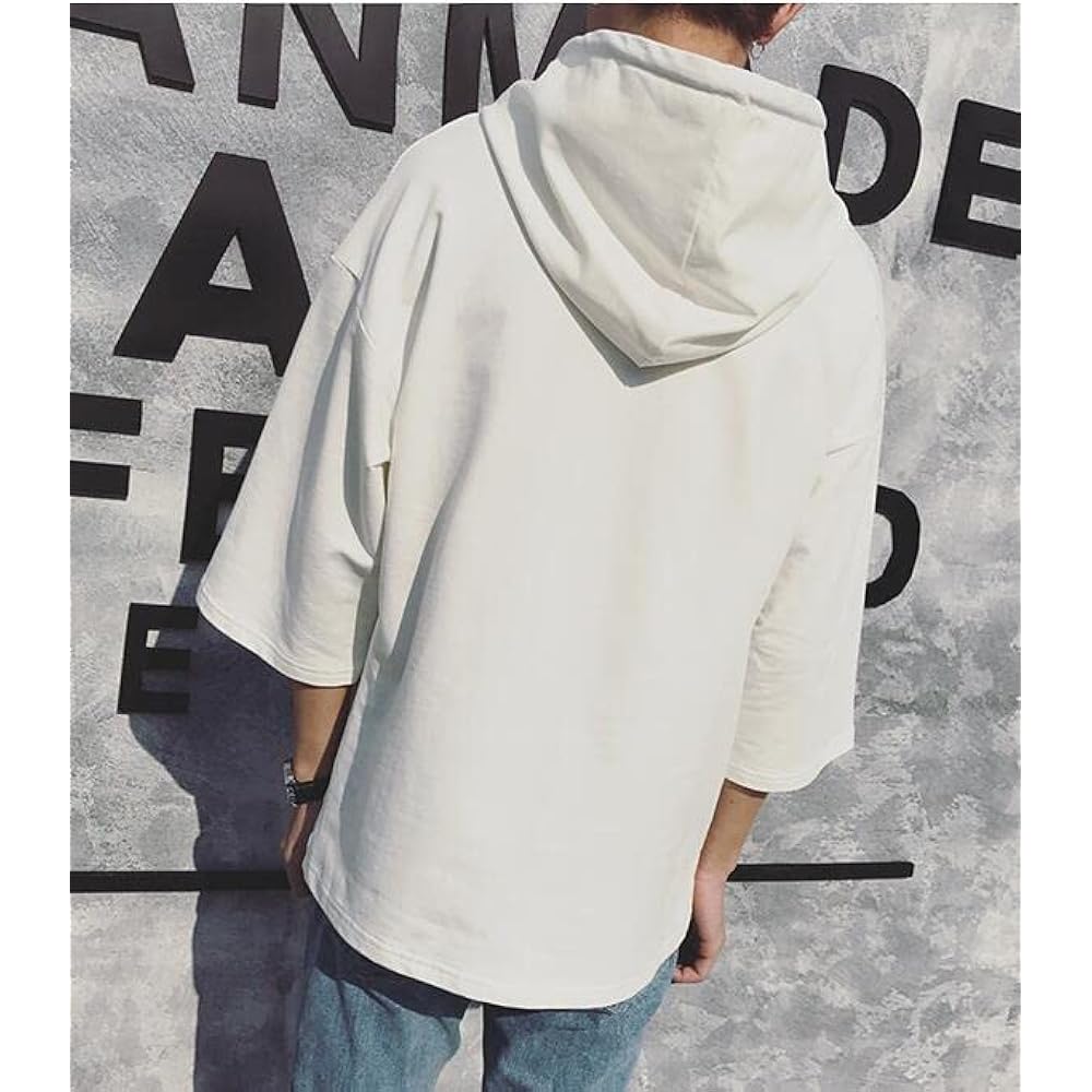[INFABE] Fashion Men's T-Shirt, 3/4 Sleeve, Loose, Summer, Parka, Plain, Light, Soft, Silhouette, Sports, Cool, Stylish, Popular, Comfortable, Thin
