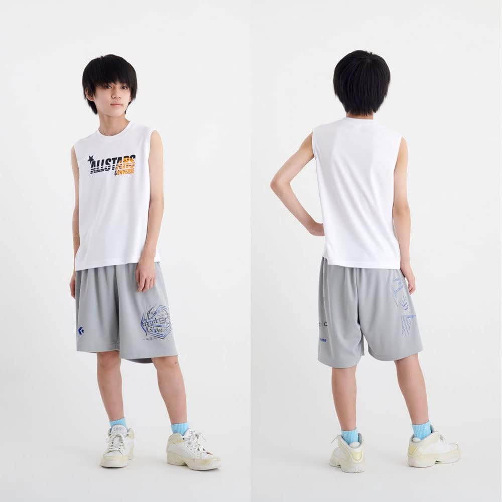 [Converse] Basketball Shorts, Junior Practice Pants (with Pockets), Sweat Absorbent, Quick Drying, CB432852 Kids