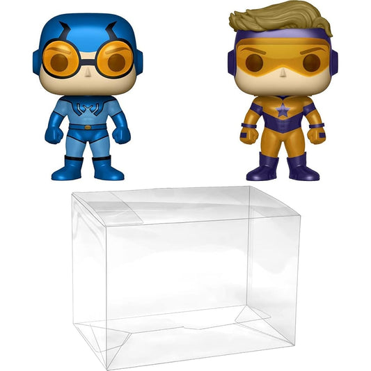 Blue Beetle & Booster Gold (PX Exc): P o p ! Heroes Vinyl Figure Bundle with 1 Compatible Protector (23385 - B)