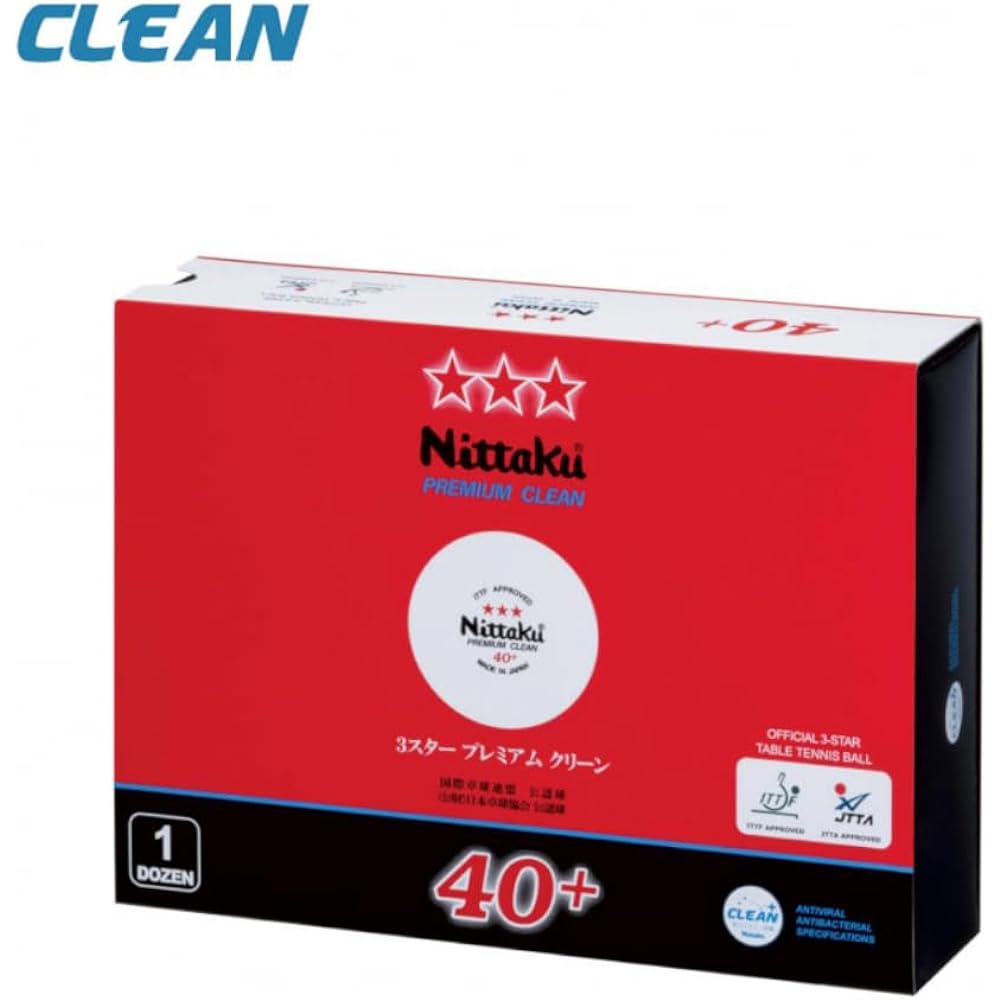 Nittaku Table Tennis Ball 3 Star Premium Clean Antiviral/Antibacterial International Table Tennis Federation Certified Ball Made in Japan