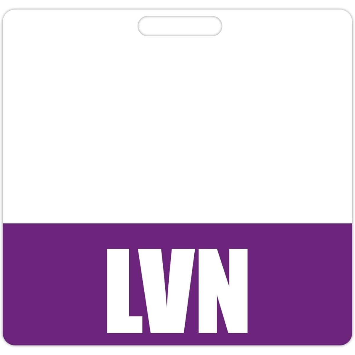 LVN Badge Buddy (Purple) - Horizontal Heavy Duty Badge Buddy for Certified Vocational Nurses - Double Sided Badge ID Card