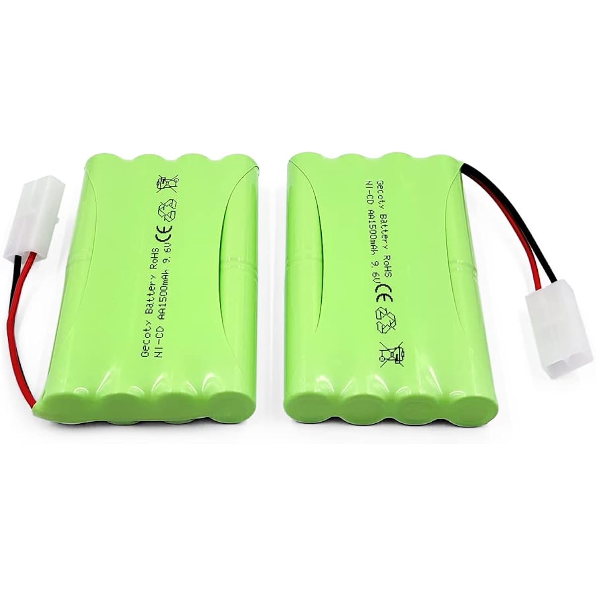 Gecoty 9.6V RC Battery 2 Pack 1500mAh Ni-Cd Rechargeable 8 Cell AA Battery Pack with Standard Tamiya Plug for RC Car Truck Tank Model Battleship