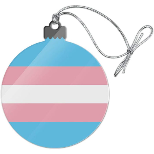 Transgender Trans Pride Flag Original Blue Pink White Acrylic Christmas Tree Holiday Ornament