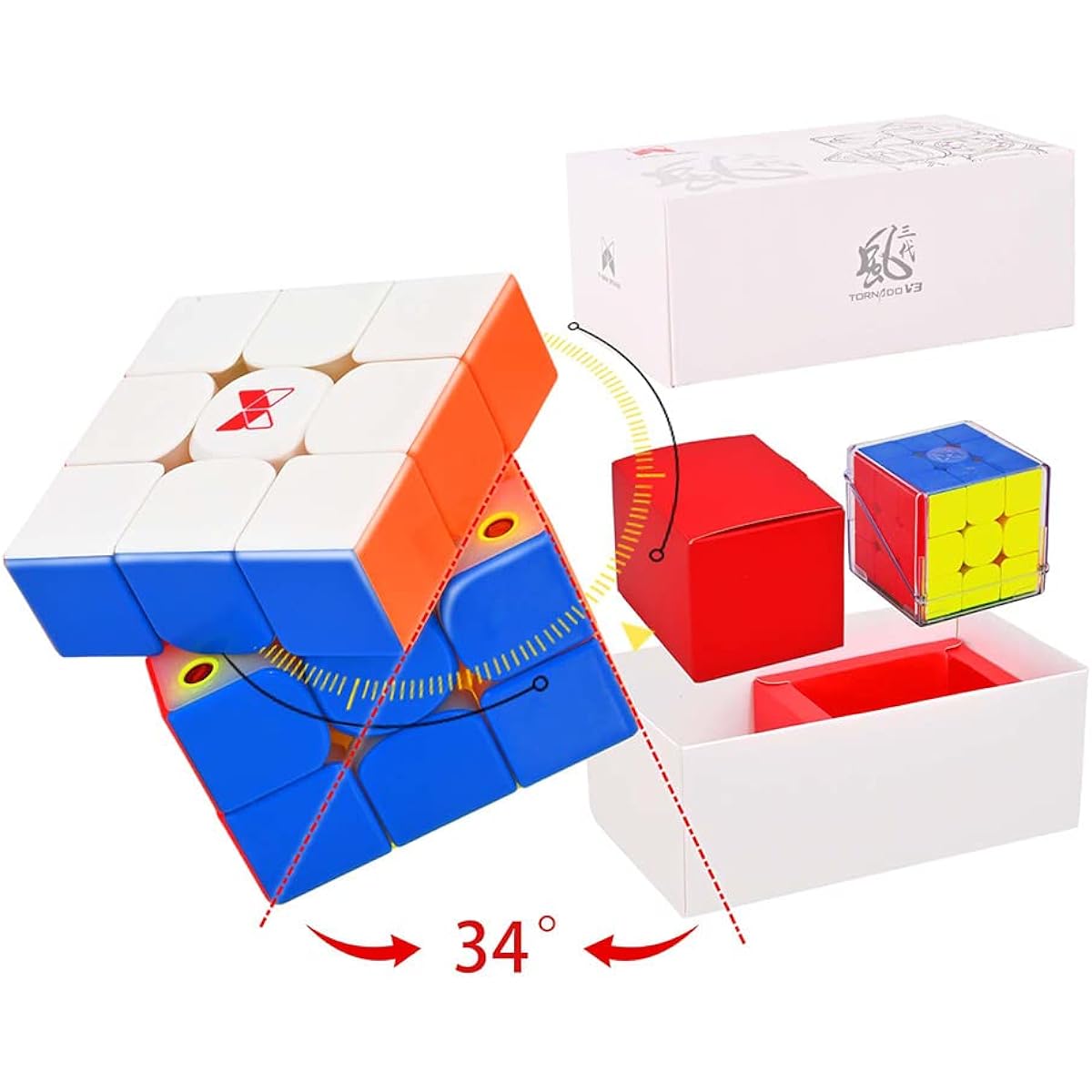 BroMoCube 2022 QY X Man Tornado V3M Magnetic Speed Cube QY Toys Tornado V2M Upgraded Version Verson Flaship 3x3x3 Magnetic Core Speed Cube (Flagship, Magnetic Core)