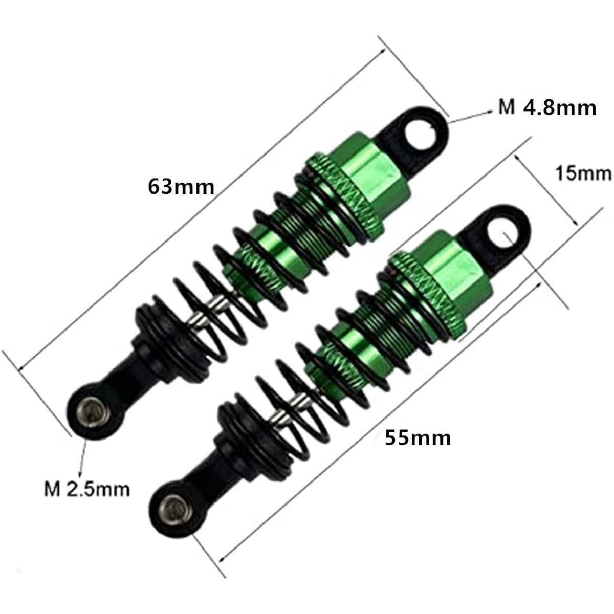 Aluminum RC Shock Absorber Damper Replacement A949-55 1/18 wltoys a959 a969 a979 k929 Upgrade Parts 4pcs/Set (Green)