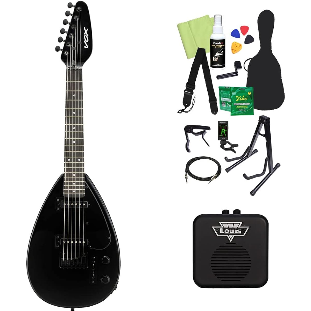VOX MK3 MINI Electric Guitar Beginner 14-piece Set [With Mini Amplifier] SLBK Mini Guitar Travel Guitar Short Scale Teardrop Shape Box