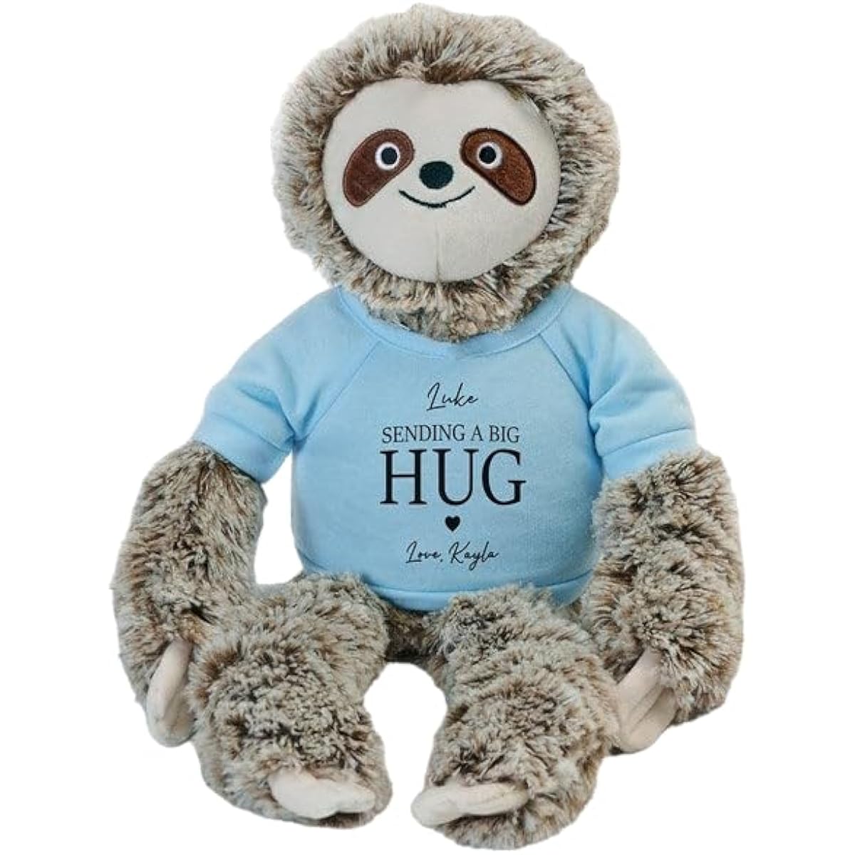 Personalization Universe Sending Hugs Personalized Stuffed Plush Sloth Plush Valentine's Day Gift for Boys Girls Personalized 23" Size Perfect Gift for All Ages - Blue