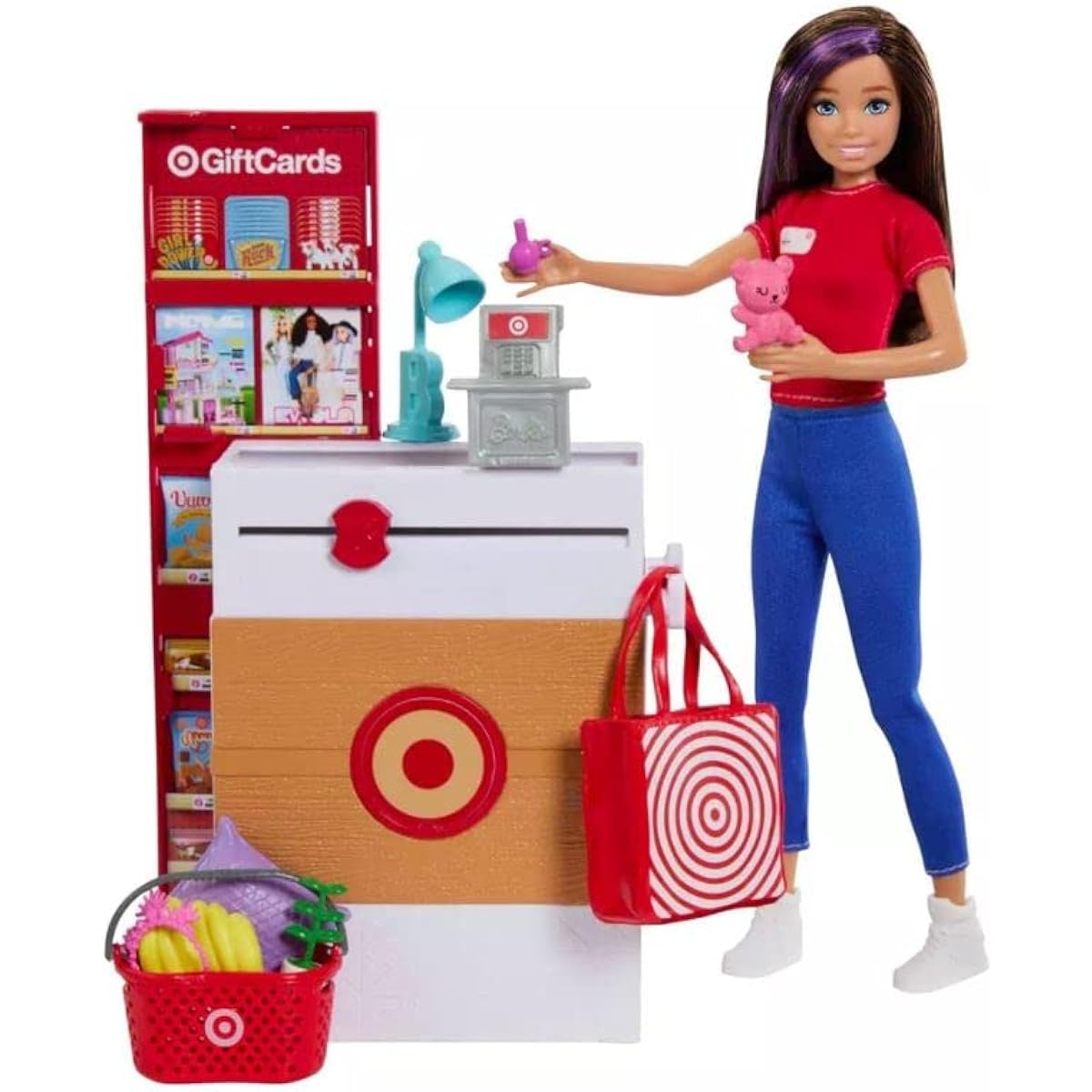 Barbie Doll Skipper & Playset, Target Supermarket with 25 Grocery Store-Themed Accessories Including Food, Check-Out Counter & Shelves