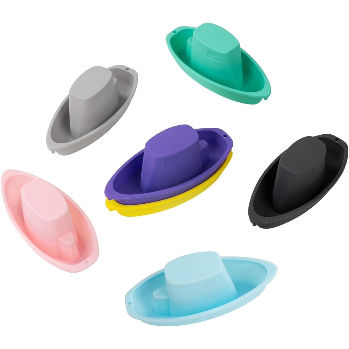 mandoo Stackable Bath Boat Toy | Floating Bathtub Toy Set of 7 for Babies & Toddlers