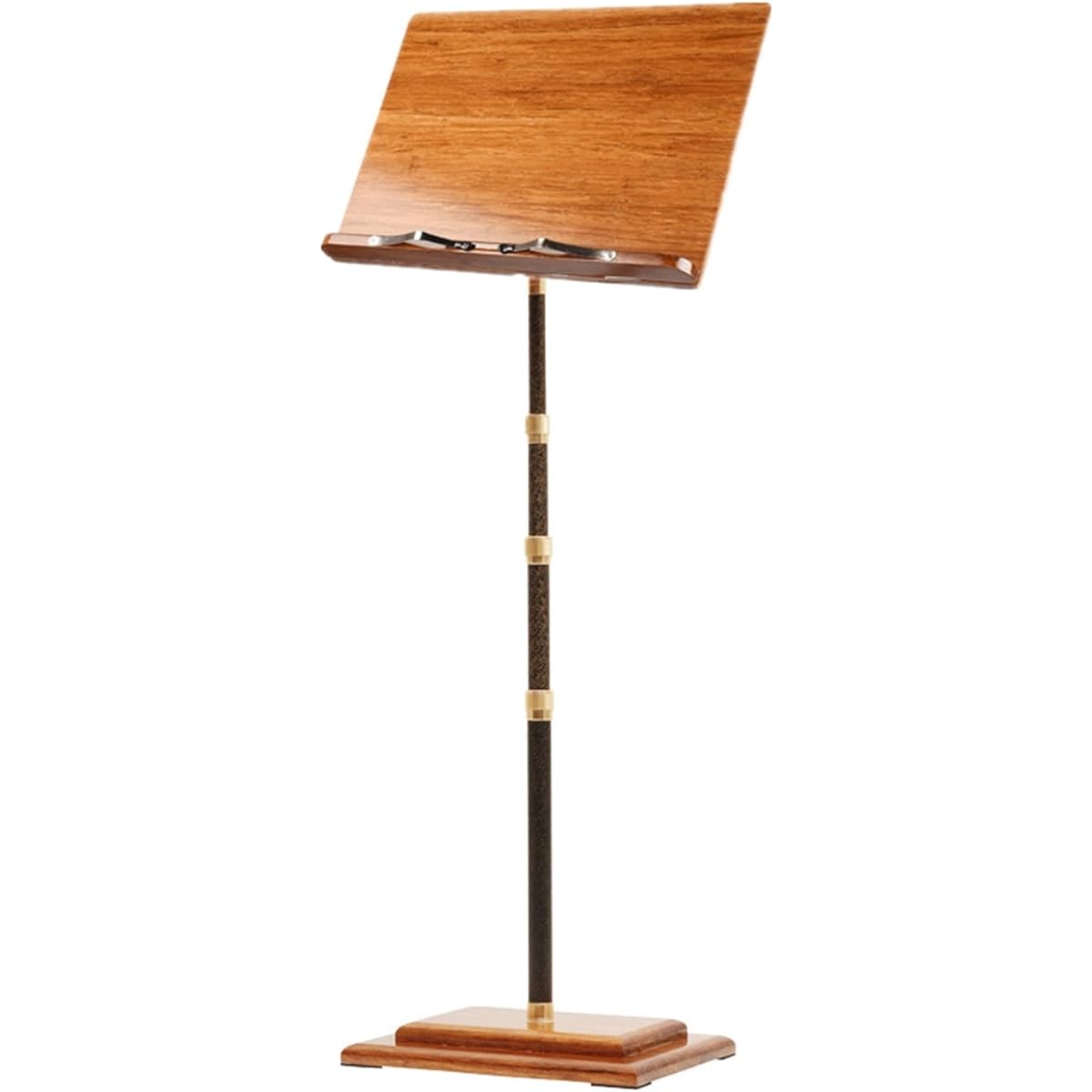 Miwayer Bamboo Conductor Music Stand Height Adjustable Foldable with Wide Wooden Book Plate (Carbon Fiber Bracket)