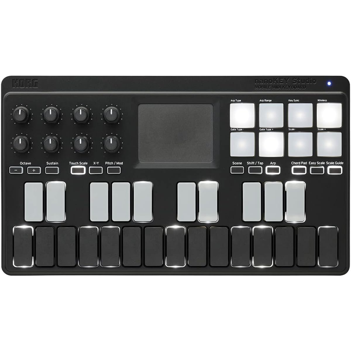 KORG Classic USB/Wireless All-in-One Mobile MIDI Keyboard nanoKEY Studio Music Production DTM A4 size Compact design makes it ideal for carrying Easy-to-start software license included 25 keys