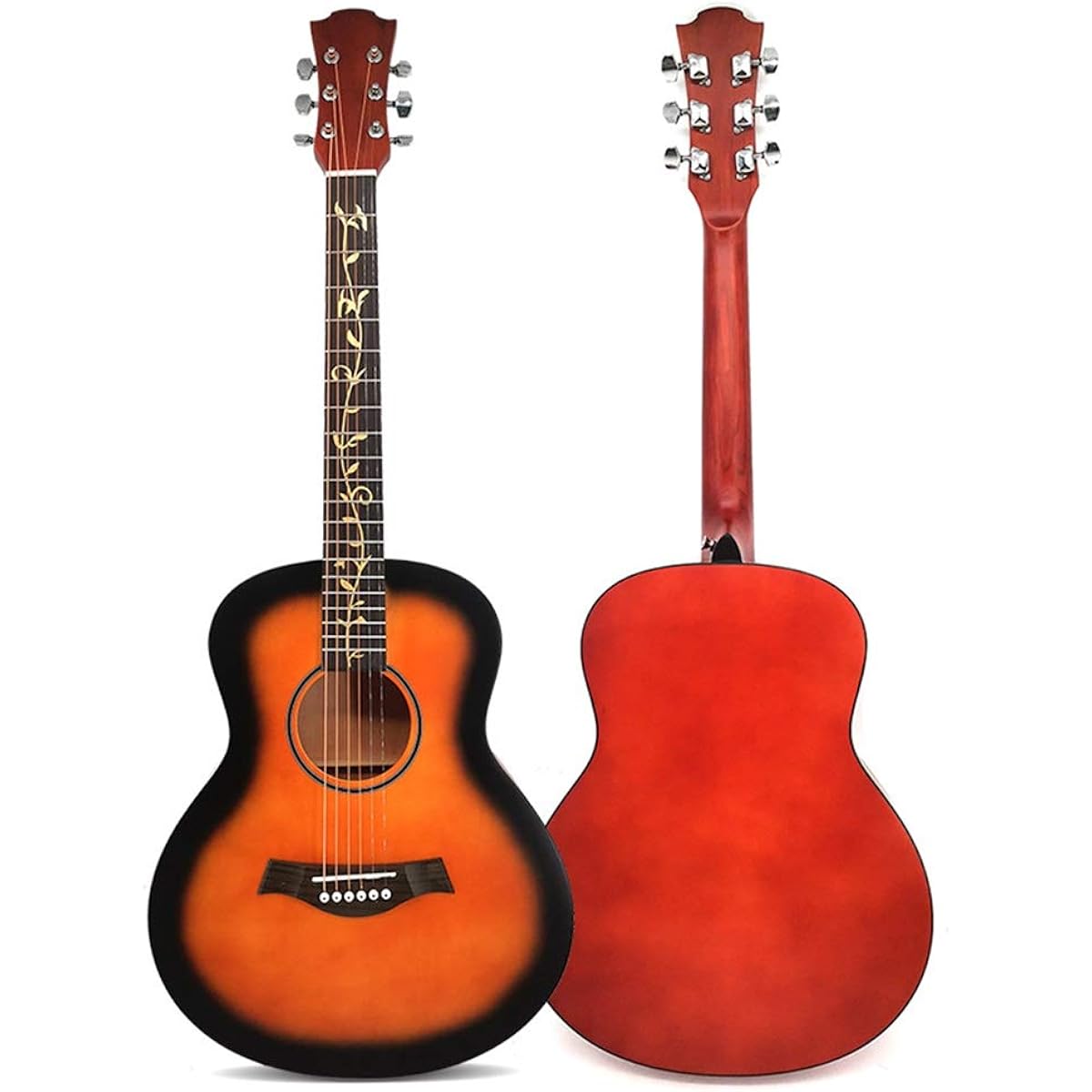 Beginner's Practice Guitar, Student Ballad All Tochi Beginner's Entry Acoustic Guitar, Elementary School Students, Adults, Beginner Guitar (Color: Sunset color, Size: 36 inches)