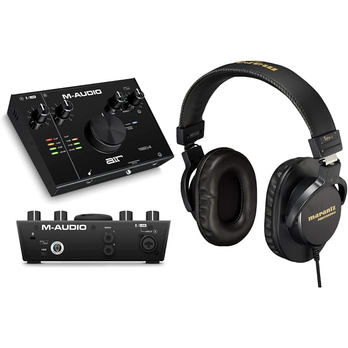M-Audio USB USB-C Audio Interface 2-in 2-out and Marantz Pro Monitor Headphones Air 192|4 & MPH-1
