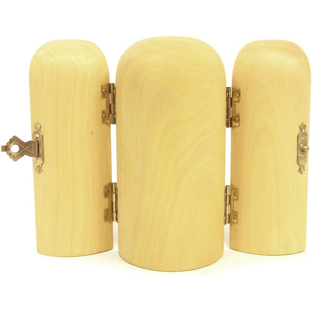 Kurita's special Buddha statue [Three-open Buddha] (cylindrical shape) Shingon Sanzon (height 10cm, diameter 4cm, opening width 13cm) High-quality wood carving made of water boxwood 18314