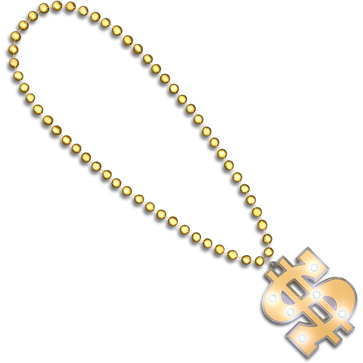 Light Up Dollar Sign Bling on Beads Novelty Necklace (Set of 12)