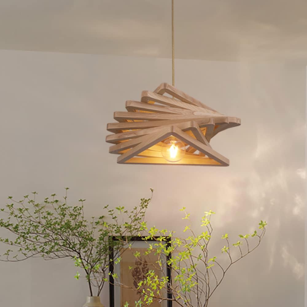 Pendant Light Hanging Light Wooden Triangular Scandinavian Antique Lighting Stylish Living Alone Compatible with LED Bulbs 6 Tatami 8 Tatami Kitchen Living Dining Table Ceiling Lighting for Coffee Shop Elegant Classic Retro GL-28-JP