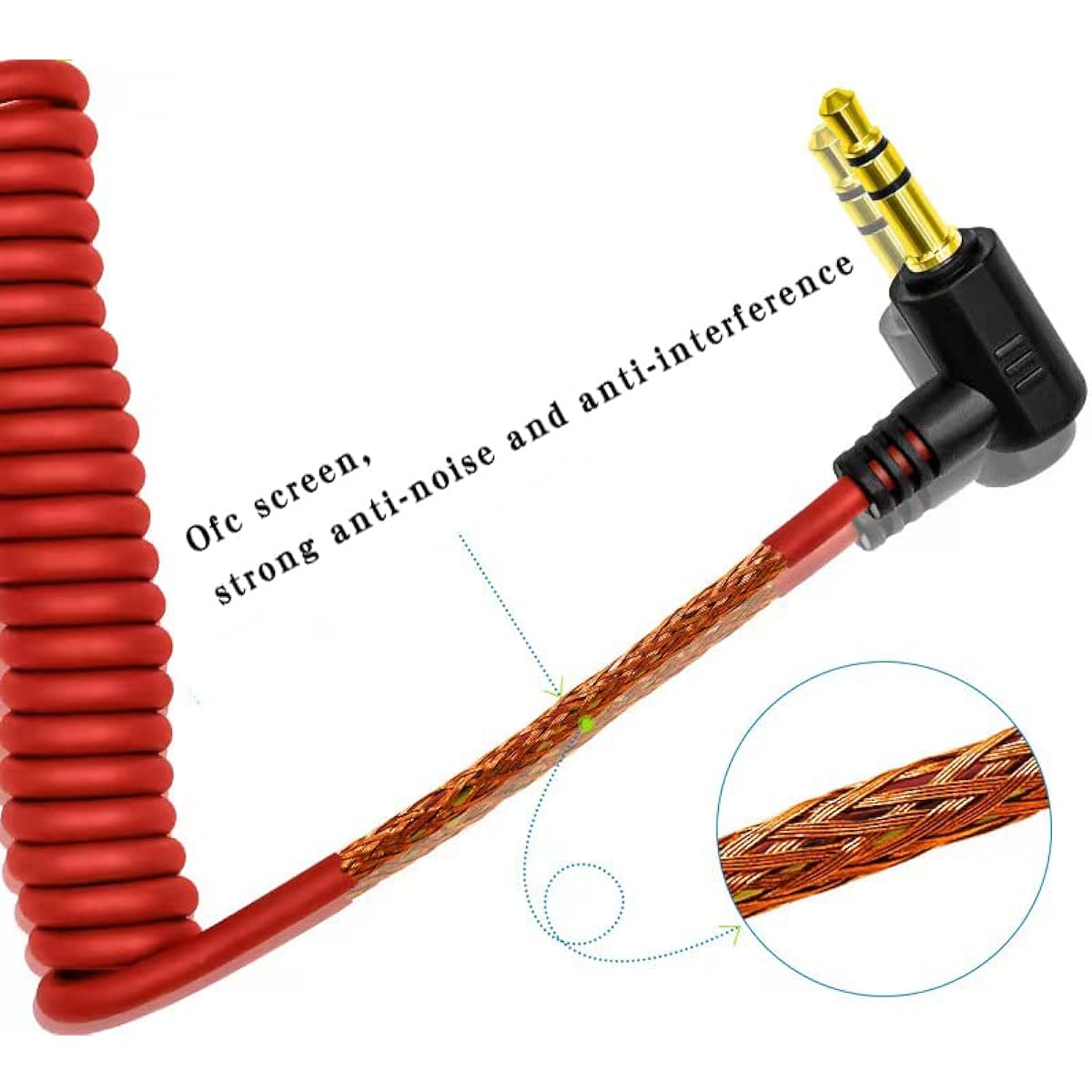 Replacement 3.5mm TRS to 3.5mm TRRS Patch Adapter Cable for Boya Microphone Recording (TRS to TRRS)