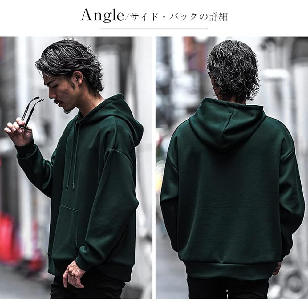 [Sumdif] Punch material sweatshirt hoodie for men [Big silhouette] Plain, oversized, loose, thick, stretchy, soft and smooth to the touch, glossy, casual