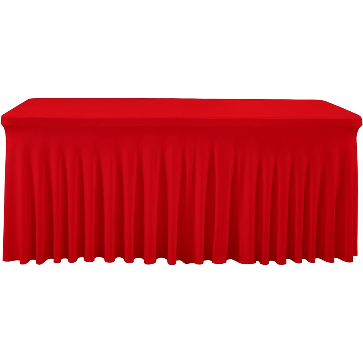 Besutolife 4ft Red Tablecloth Christmas Party Table Skirt for Rectangular Tables Flamingo Birthday Christmas Party Table Decoration