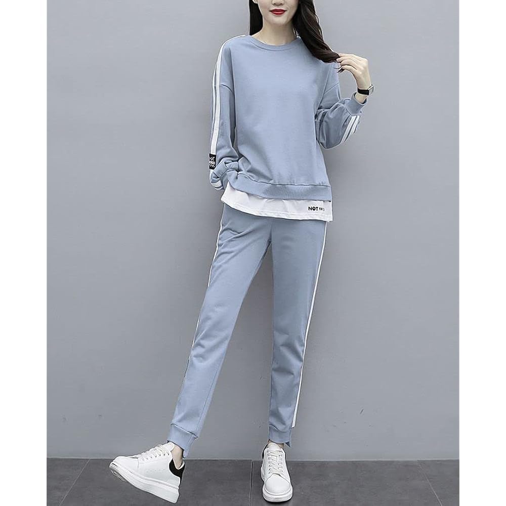 [Emptio] Top and Bottom Set Training Wear Tops Women's 3/4 Sleeve Jogger Jogging Sweatshirts