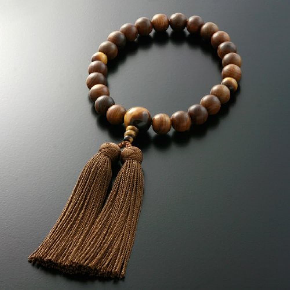 Kyoto Buddhist Altar Hayashi Prayer Beads for Men Pure Silk Miyakobo Sandalwood (Unground) Tiger Eye Stone Tailoring (For Men) [Tiger Eye] [Prayer Bag Set] M-021 Kyoto Prayer Beads *This prayer beads can be used by all sects