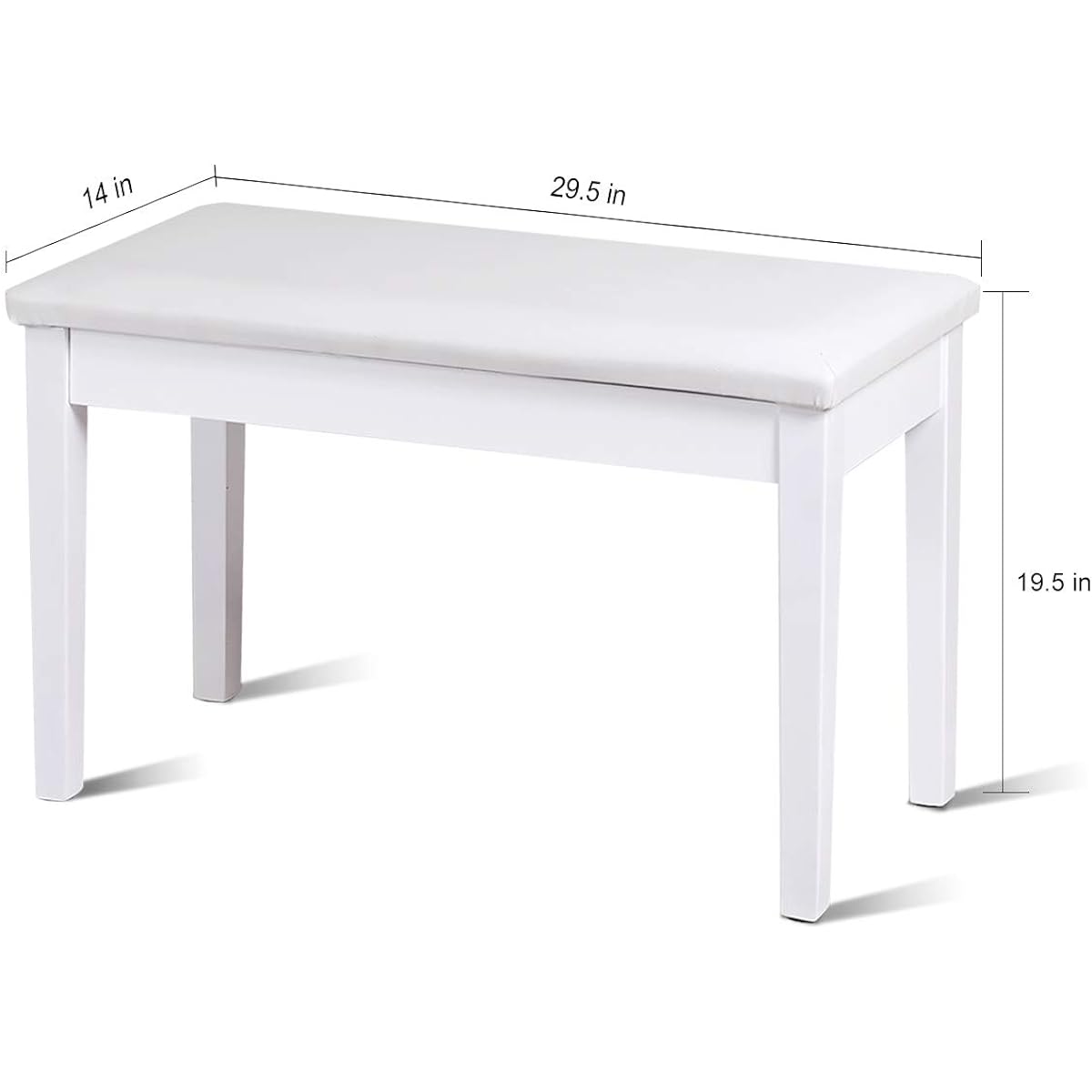 GOFLAME Piano Bench - Wooden Duet - Heavy Duty Piano Stool with Padded Cushion, Hidden Music Storage, Comfortable PU Leather Seat with Locking Hinges, Perfect for Home or Professional Use (White)