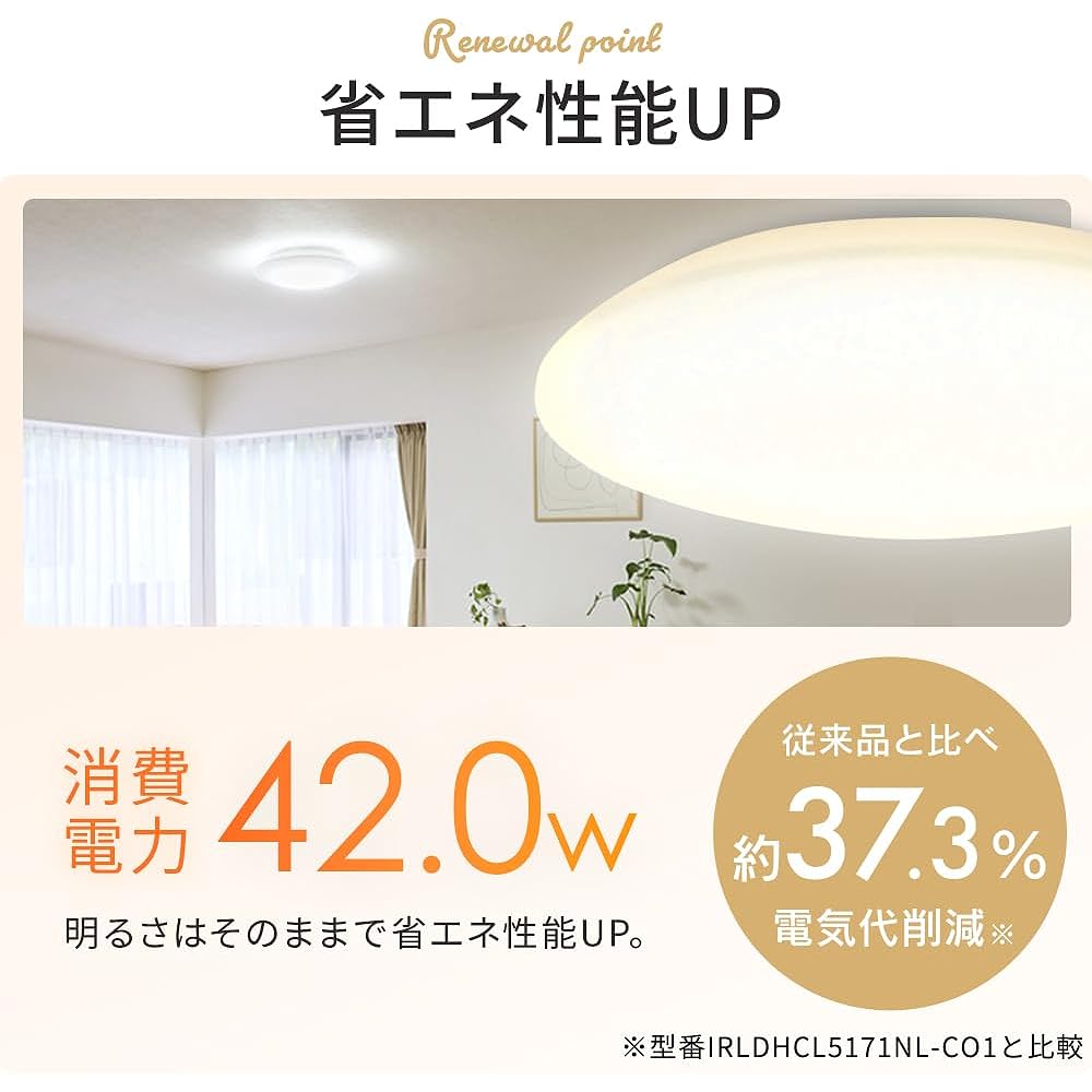 Iris Ohyama Ceiling Light LED 12 Tatami Dimmable Color [Member of Japan Lighting Industry Association] Night Light with Remote Control Sleep Timer Memory Function 5200lm Living Room Bedroom Japanese Room Kitchen Ceiling Light Living Alone Living Two Peop