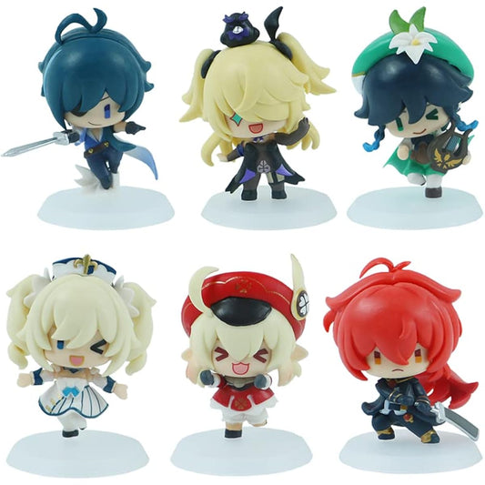 wgzftrys Genshin Impact Fischl Kaeya Venti Kree Diluc Barbara Action Figure Collection Model Combo Decoration Collection Gift Anime Action Figure Collectio
