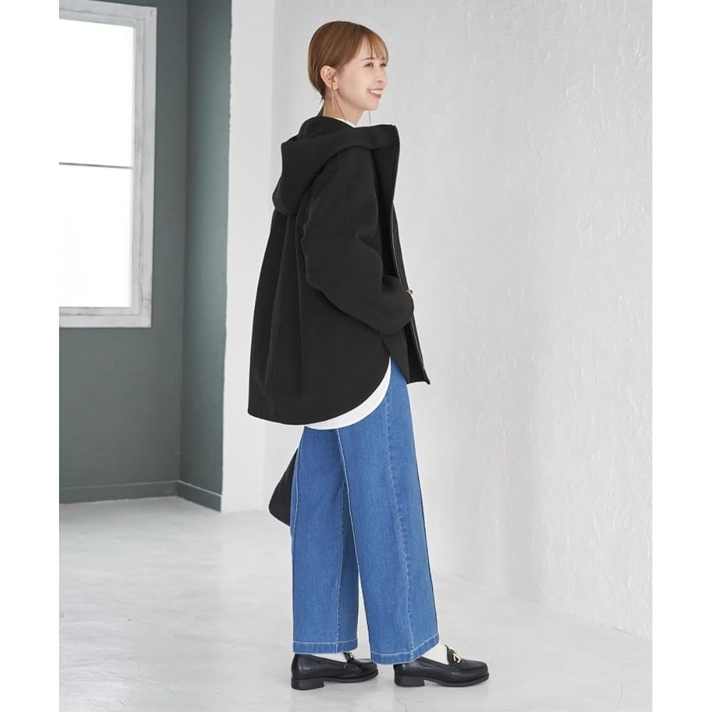 [Rope Picnic] Unknown Jersey Melton Zip Up Hoodie Women's