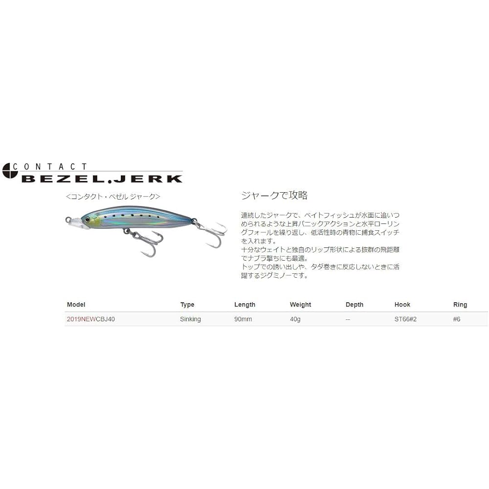 TackleHouse Jig Minnow Contact Bezel Jerk 90mm 40g Sinking CBJ40 Lure