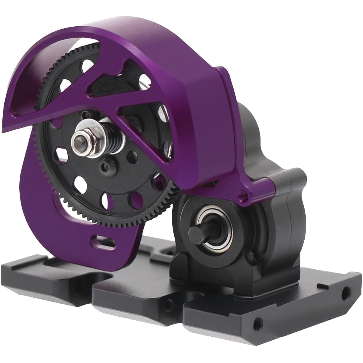 Powmok AMK 1/10 Transmission Aluminum SCX10 II Gearbox with Skid Plate for 1/10 RC Crawler Axial AX10 SMT10 Vanquish VS4-10 SCX10 II Upgrade Accessories (Purple)